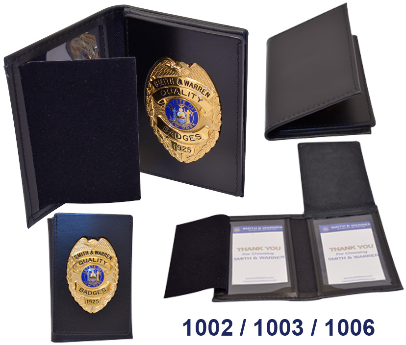 1006 - Dress Leather Flip Out Badge and Double ID Case